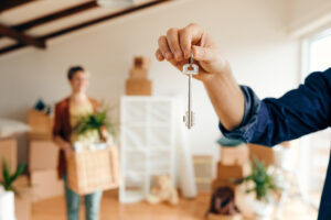 A closeup shot of man holding keys