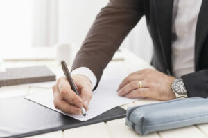 signing a document